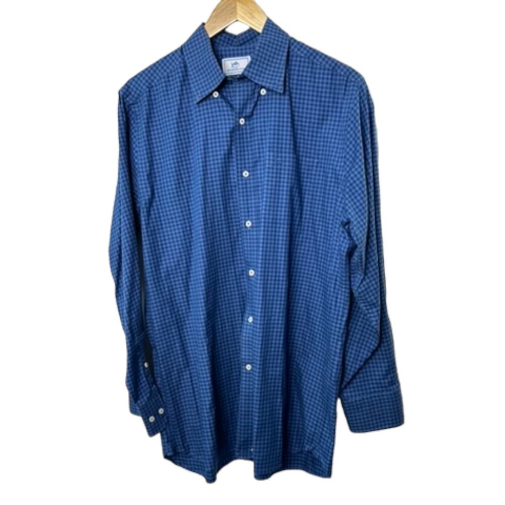 Southern Tide Classic Fit Blue Check Print Long Sleeve Shirt Men's Medium